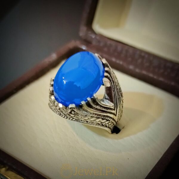 Rare Blue Aqeeq Ring Beautiful and Luxury Turkish Ring 3