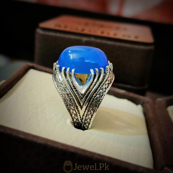 Rare Blue Aqeeq Ring Beautiful and Luxury Turkish Ring 4