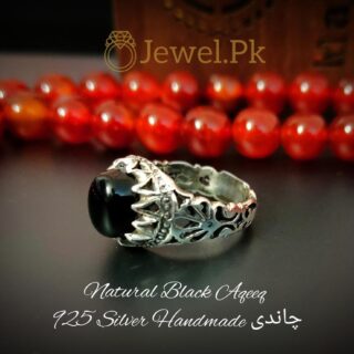Black Irani Aqeeq RING + Irani Agate Handmade silver 925 Ring
