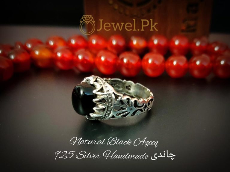Black Irani Aqeeq RING + Irani Agate Handmade silver 925 Ring