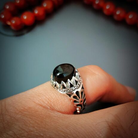Black Irani Aqeeq RING + Irani Agate Handmade silver 925 Ring