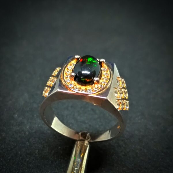 Natural Ethiopian Fire Opal Ring - Black Opal Ring