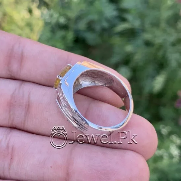 Natural Yellow Sapphire Ring Pukhraj Ring in Silver 925 10