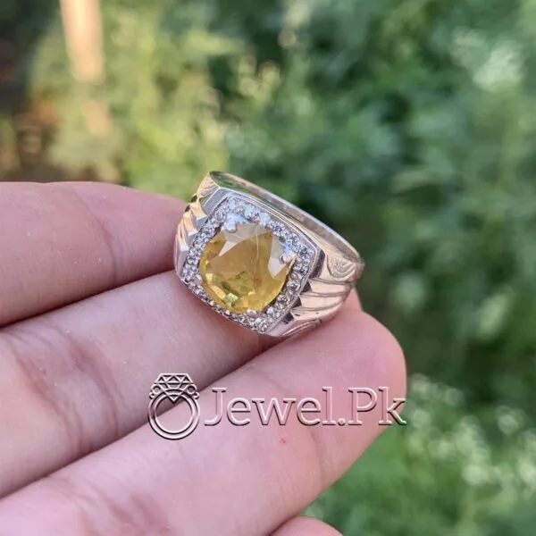Natural Yellow Sapphire Ring Pukhraj Ring in Silver 925 8