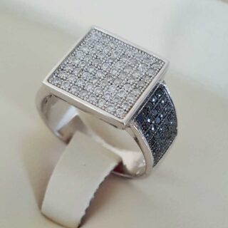 Luxury Italian Gentlemen Ring - 925 Silver Chandi - Micro Zircons