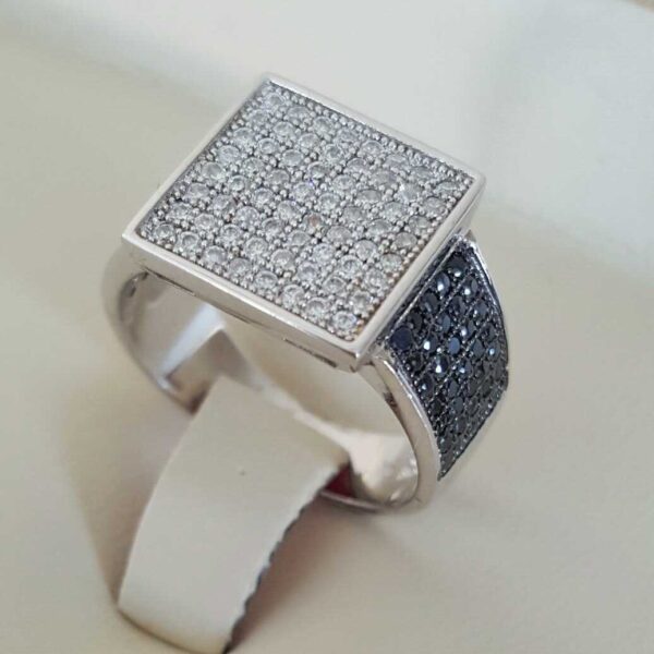 Luxury Italian Gentlemen Ring - 925 Silver Chandi - Micro Zircons