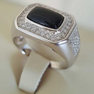 Luxury Italian Gentlemen Ring - 925 Silver Chandi - Micro Zircons