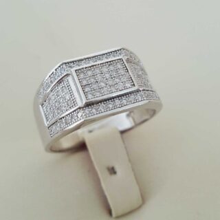 Luxury Italian Gentlemen Ring - 925 Silver Chandi - Micro Zircons