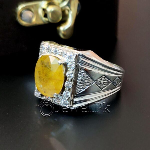 Natural Yellow Sapphire Rings - Pukhraj Ring 925 Silver Chandi