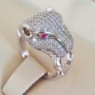 Leopard Style Italian Women Ring - 925 Silver Chandi