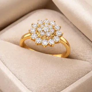 Luxury Italian Women Ring - 925 Silver - Gold Plated