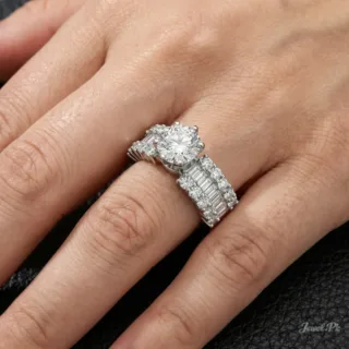 Italian Silver Ring Moissanite Diamond GRA Certified 1