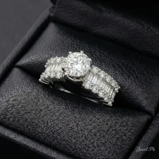 Italian Silver Ring Moissanite Diamond GRA Certified 5