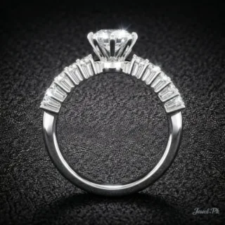 Italian Silver Ring Moissanite Diamond GRA Certified 7