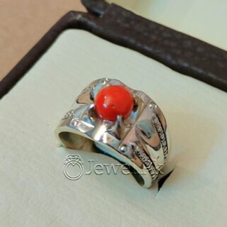 Marjaan Ring - Natural Coral 925 Silver (Chandi) Ring