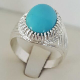 Nishapuri Feroza Ring 925 Silver (Chandi)- Natural Turquoise