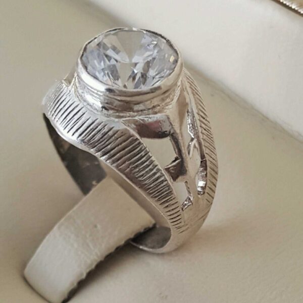 Luxury Italian Gentlemen Ring - 925 Silver Chandi - Micro Zircons