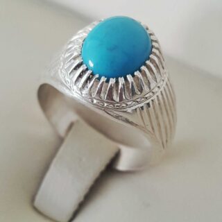 Nishapuri Feroza Ring 925 Silver (Chandi)- Natural Turquoise