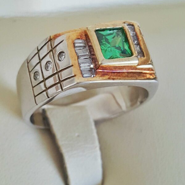 Luxury Italian Gentlemen Ring - 925 Silver Chandi - Micro Zircons