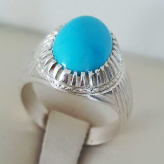 Nishapuri Feroza Ring 925 Silver (Chandi)- Natural Turquoise