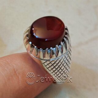 Yemeni Aqeeq Ring 925 Silver Handmade