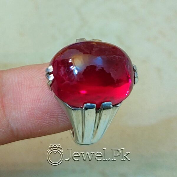 Anaari Yaqoot Pottaa Stone 925 Silver Handmade Ring 9