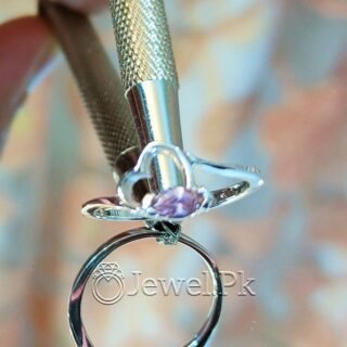 Heart Purple Stone Italian Women Ring - 925 Silver Chandi