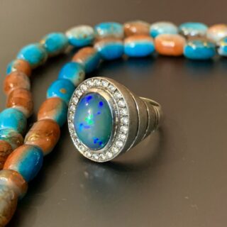 Natural Blue Opal 925 Silver Ring