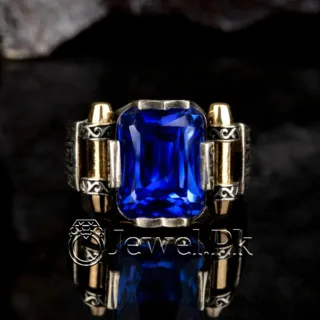 Turkish Ring - Silver 925 (Chandi)  - Blue Zircon