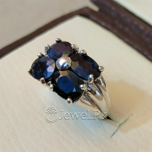 Blue Sapphire Silver (Chandi) Ring - نیلم