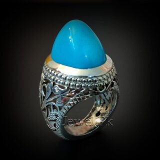 Masterpiece Ring 925 Silver (Chandi)- Natural Turquoise Clean Blue - Nishapuri Feroza