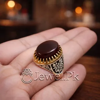 Yamni Aqeeq Ring 925 Silver (Chandi)- Yemeni Agate Turkish Ring