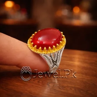 Natural red Agate aqeeq Ring Silver 925 Yemen Agate Ring 6