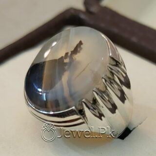 Yemeni Shajri Aqeeq 925 Silver (Chandi) Handmade Heavy Ring