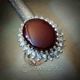 Natural Aqeeq Ring - 925 Silver Brown Agate ladies Ring