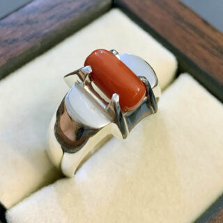 Marjan Ring - Natural Coral 925 Silver (Chandi) Ring