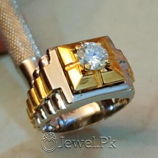 Moissanite Ring (Diamond Hardness) Luxury Rolex Design - Pure Silver (Chandi) - Lab Certified