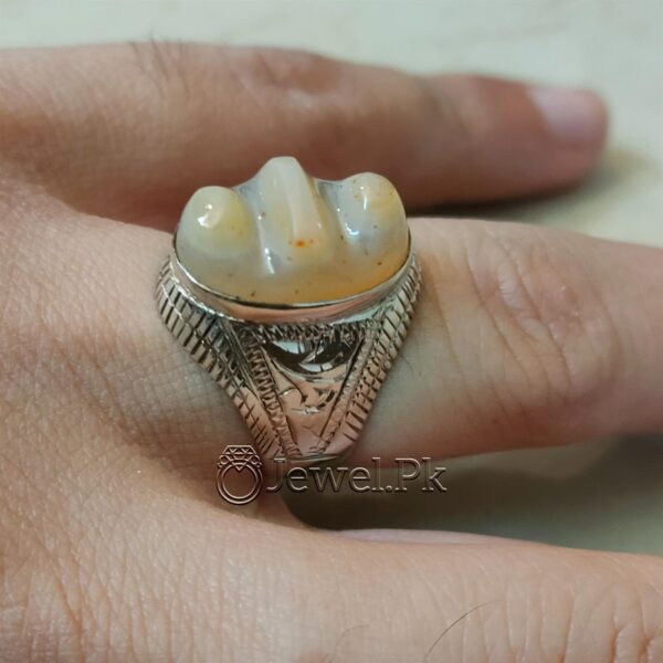 Natural Agate Yemen Aqeeq Ring in 925 Silver 5