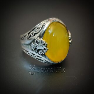 Zard Aqeeq Chandi Ring - 925 Silver Yellow Agate Ring