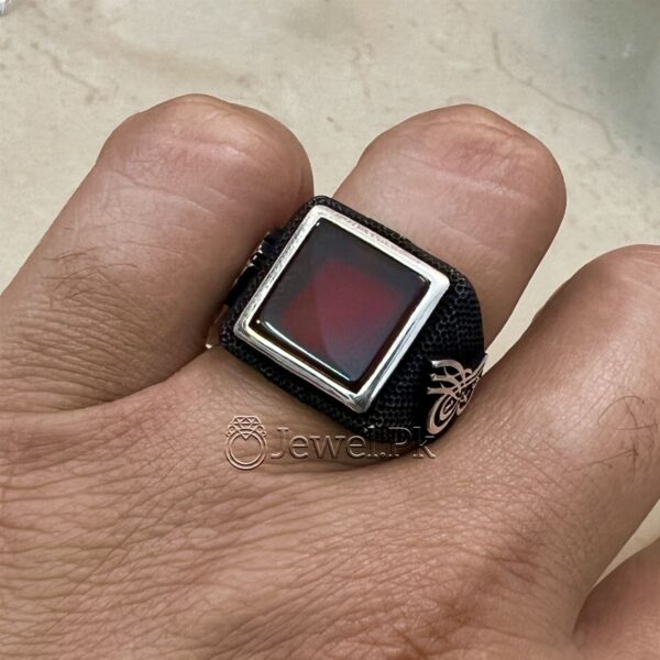 Natural Aqeeq Turkish 925 Silver Ring - Men Turkish Ring - Gents Turkish Rings