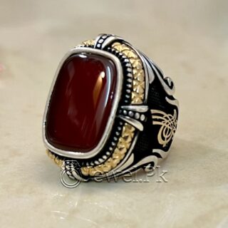Natural Aqeeq Turkish 925 Silver Ring - Men Turkish Ring - Gents Turkish Rings