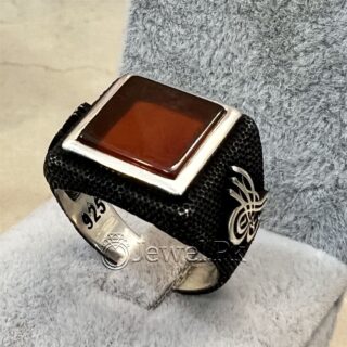 Natural Aqeeq Turkish 925 Silver Ring - Men Turkish Ring - Gents Turkish Rings
