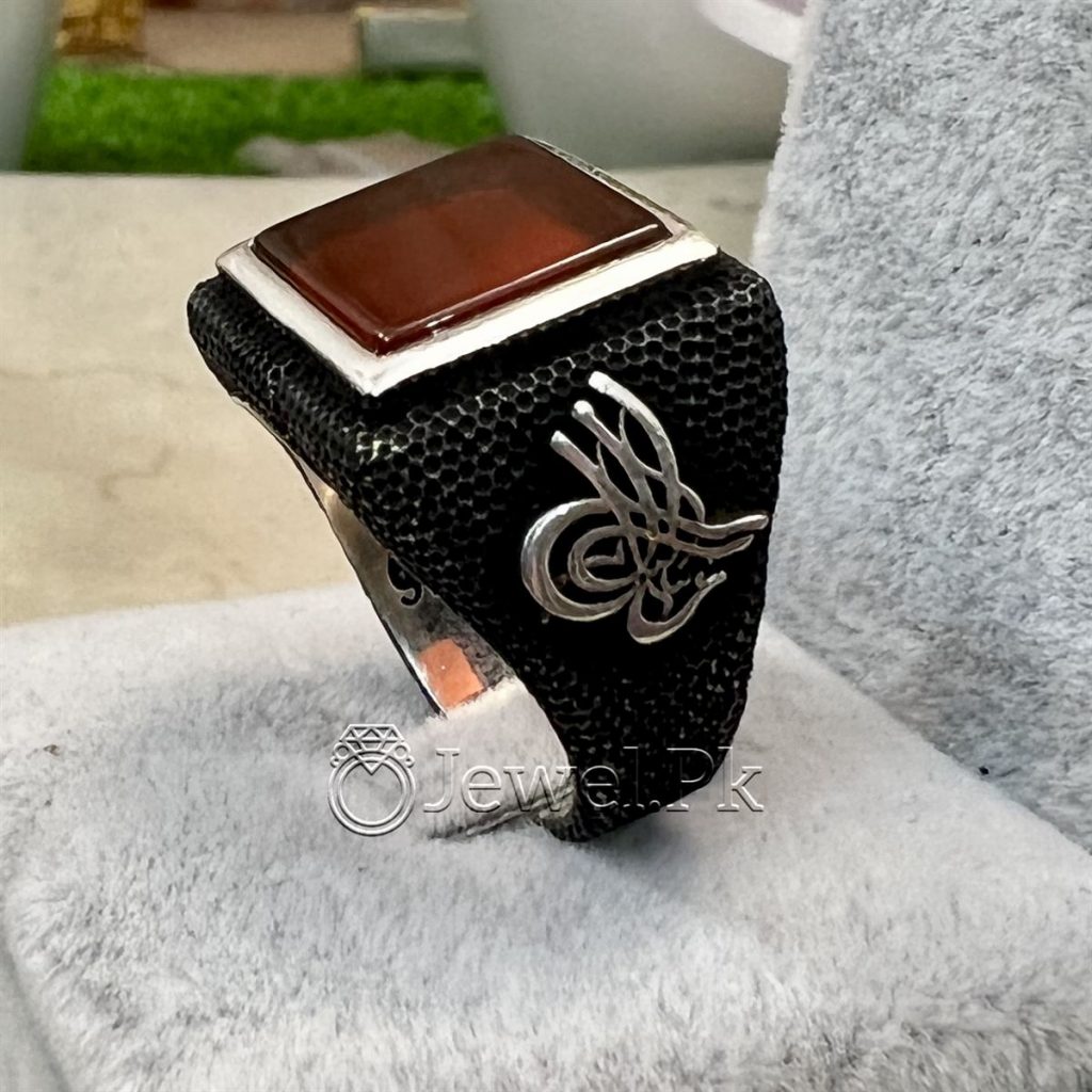 Natural Aqeeq Turkish 925 Silver Ring - Men Turkish Ring - Gents Turkish Rings