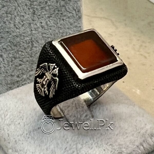 Natural Aqeeq Turkish 925 Silver Ring - Men Turkish Ring - Gents Turkish Rings