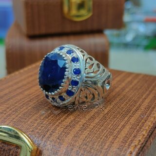 Blue Sapphire Ring - Neelam Ring - Neelum Stone - Pure Silver Chandi Faislabadi Ring