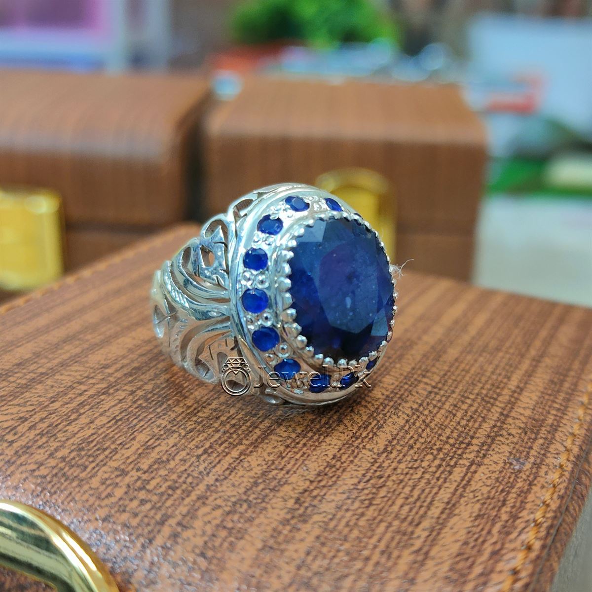 Blue Sapphire Ring - Neelam Ring - Neelum Stone - Pure Silver Chandi Faislabadi Ring