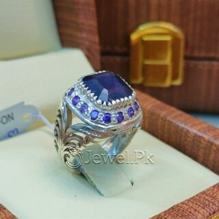 Blue Sapphire Ring - Neelam Ring - Neelum Stone - Pure Silver Chandi Faislabadi Ring