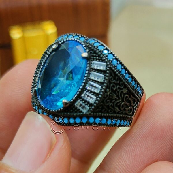 Natural Aqeeq Turkish 925 Silver Ring - Men Turkish Ring - Gents Turkish Rings