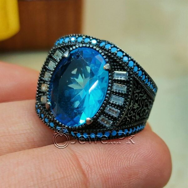 Natural Aqeeq Turkish 925 Silver Ring - Men Turkish Ring - Gents Turkish Rings