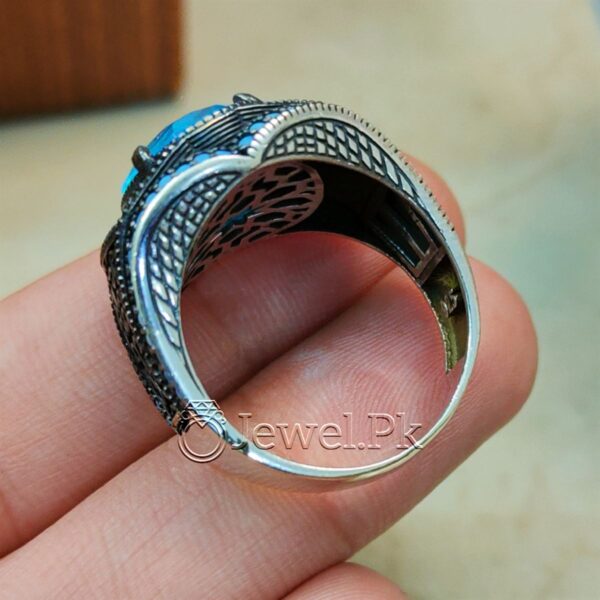 Natural Aqeeq Turkish 925 Silver Ring - Men Turkish Ring - Gents Turkish Rings
